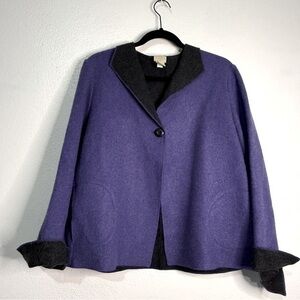 Sigrid Olsen Sport purple wool jacket, gray interior. Sz M. Preowned.